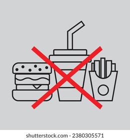 Flat icon Do not consume food In the office solated on gray background. Vector illustration.