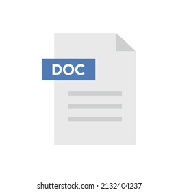 Flat Icon Document Doc Extension Isolated Stock Vector (Royalty Free ...