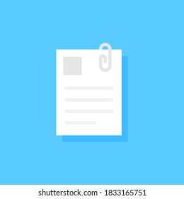 Flat icon of Document with Paper Clip, Professional, Vector and Illustration.
