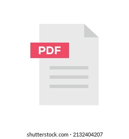Flat icon document with pdf extension isolated on white background. Vector illustration.