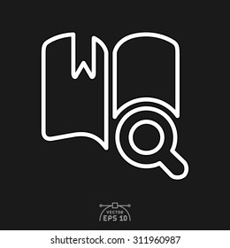 Flat icon of document with search sign.