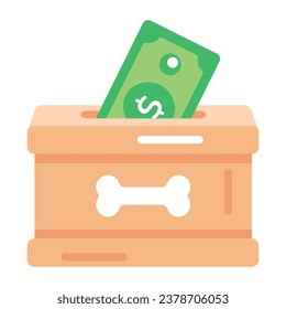 A flat icon of dog donation box 