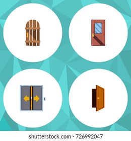 Flat Icon Door Set Of Lobby, Entry, Door And Other Vector Objects. Also Includes Lobby, Wooden, Door Elements.