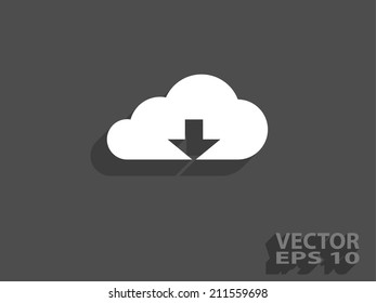 Flat icon of download cloud