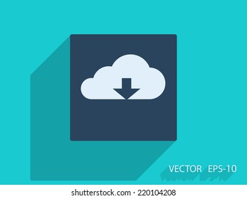 Icono plano de descarga en la nube
