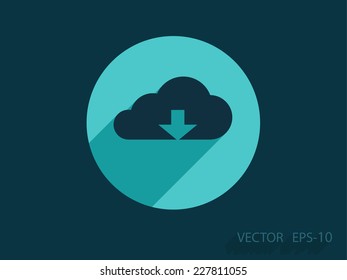 Icono plano de descarga en la nube