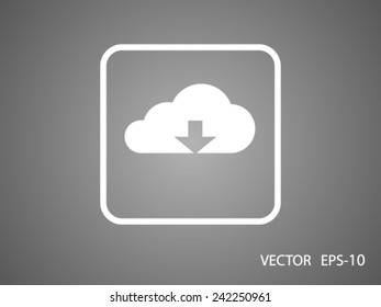 Flat icon of download cloud