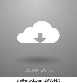 Flat icon of download cloud