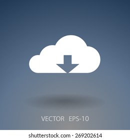 Flat icon of download cloud
