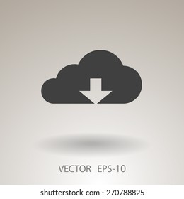 Flat icon of download cloud