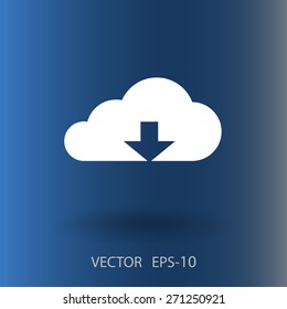 Icono plano de descarga en la nube
