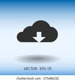 Flat icon of download cloud