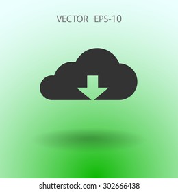 Flat icon of download cloud