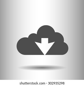 Flat icon of download cloud