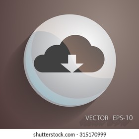 Icono plano de descarga en la nube