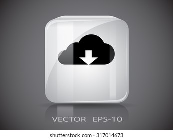Flat icon of download cloud