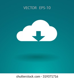 Flat icon of download cloud