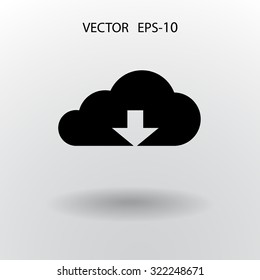 Flat icon of download cloud