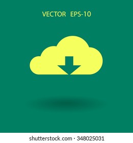 Icono plano de descarga en la nube