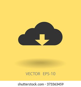 Flat icon of download cloud