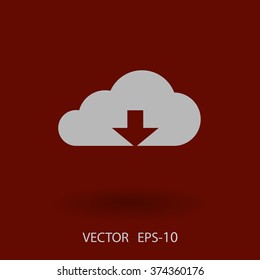 Flat icon of download cloud