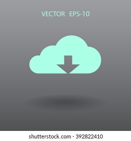 Flat icon of download cloud