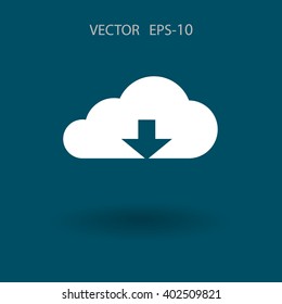 Icono plano de descarga en la nube