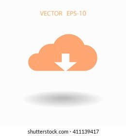 Icono plano de descarga en la nube