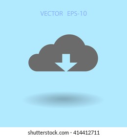 Flat icon of download cloud