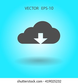 Flat icon of download cloud