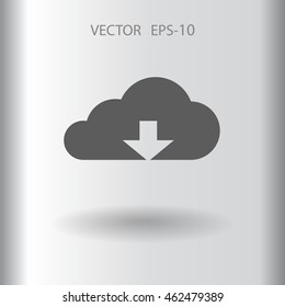 Flat icon of download cloud