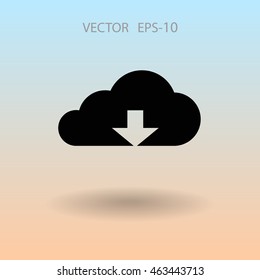 Icono plano de descarga en la nube