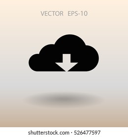 Flat icon of download cloud. vector illustration