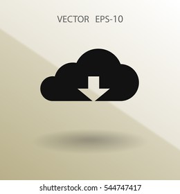 Flat icon of download cloud. vector illustration