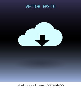Flat icon of download cloud. vector illustration