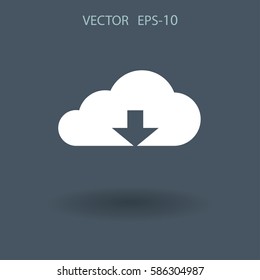 Flat icon of download cloud. vector illustration