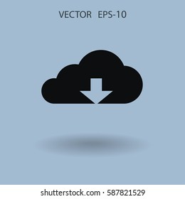 Flat icon of download cloud. vector illustration