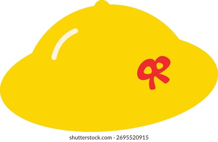 eine flache Symbolzeichnung eines gelben Kindergartenhutes