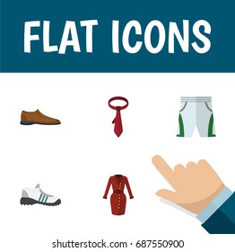 Flat Icon Dress Set Of Clothes, Trunks Cloth, Cravat And Other Vector Objects. Also Includes Trunks, Cravat, Dress Elements.