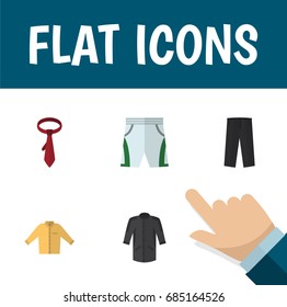 Flat Icon Dress Set Of Trunks Cloth, Uniform, Banyan And Other Vector Objects. Also Includes Banyan, Pants, Tie Elements.