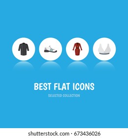 Flat Icon Dress Set Of Uniform, Brasserie, Clothes And Other Vector Objects. Also Includes Garment, Breast, Gumshoes Elements.