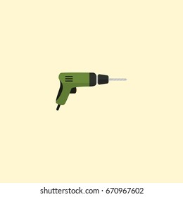 Flat Icon Drill Element. Vector Illustration Of Flat Icon Electric Screwdriver Isolated On Clean Background. Can Be Used As Drill, Electric And Screwdriver Symbols.