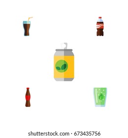 Flat Icon Drink Set Of Beverage, Bottle, Cola And Other Vector Objects. Also Includes Bottle, Fizzy, Cola Elements.