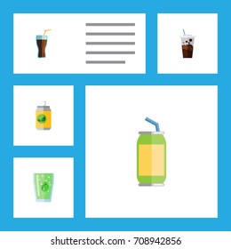 Flat Icon Drink Set Of Cup, Carbonated, Beverage And Other Vector Objects. Also Includes Carbonated, Soda, Cup Elements.