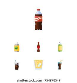 Flat Icon Drink Set Of Juice, Drink, Lemonade And Other Vector Objects. Also Includes Drink, Juice, Bottle Elements.