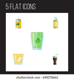 Flat Icon Drink Set Of Lemonade, Cup, Drink And Other Vector Objects. Also Includes Drink, Cup, Beverage Elements.