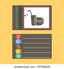 Flat icon. Drink with a straw and a hamburger. Food and drink.