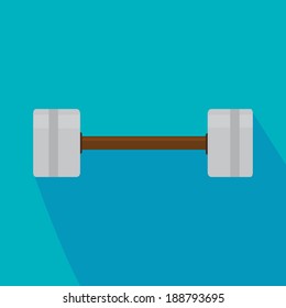 Flat Icon of Dumbbell With Long Shadow