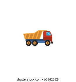 Flat Icon Dumper Truck Element. Vector Illustration Of Flat Icon Van Isolated On Clean Background. Can Be Used As Dumper, Truck And Van Symbols.