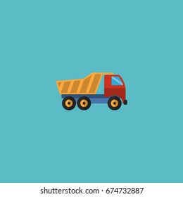 Flat Icon Dumper Truck Element. Vector Illustration Of Flat Icon Van Isolated On Clean Background. Can Be Used As Dumper, Truck And Van Symbols.